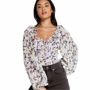 NWT Free People Mabel Printed Blouse